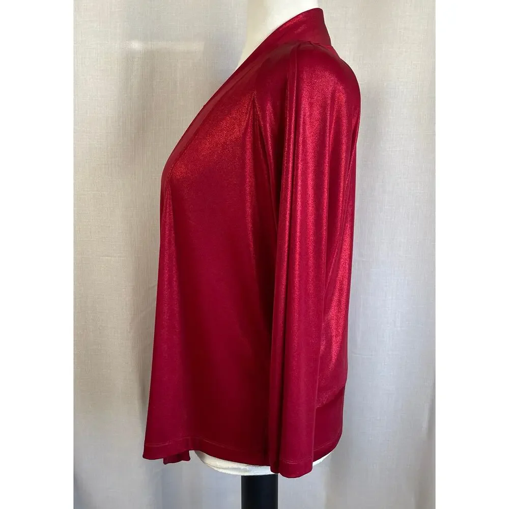 2PC Chico’s Travelers Slinky Red Tank Top Open Front Cardigan Topper XL 14-16 - Picture 3 of 7